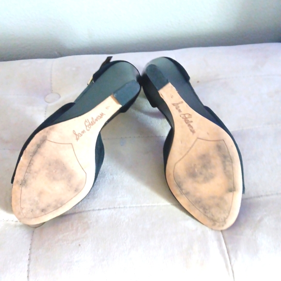 SALE Sam Edelman comfortable Heel black upper strap suede open toe size.7 - Picture 4 of 7